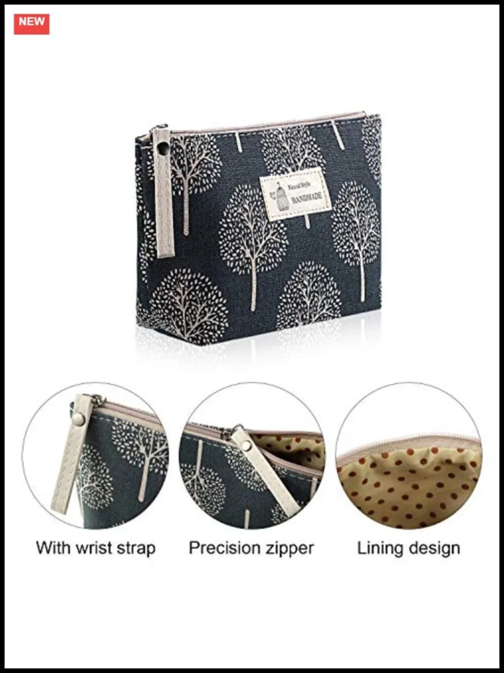 Set of 4 Canvas Makeup Bags Cosmetic Pouch with Zipper for Purse Travel